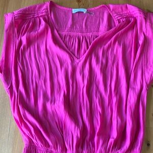 Ramy Brook New York raspberry pink mini dress ruffled elastic waist size medium